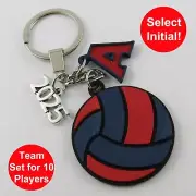Team Set of 10 Personalised 2025 Netball Charm Keychain Blue Red Pick Initial
