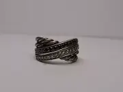DAVID Yurman 925 STERLING SILVER TWISTED RING with DIAMONDS