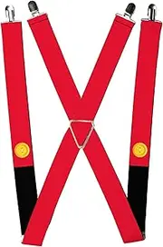 [Buckle-Down] Disney Suspenders, Mickey Mouse Bounding Buttons Black Red Yellows