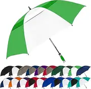 "The Vented Typhoon Tamer" Golf Umbrella With Vented Canopy, Lime Green/White
