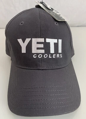 Yeti Coolers Strapback Hat Cap Gray Logo Fishing Outdoor OSFA New w/Tags