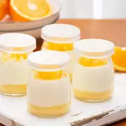 12x Glass Pudding Jars Glass Jars for Yogurt Milk Parfait with Lid Caps - 200ml
