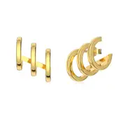 ANYCO Earrings 925 Silver Triple Illusion Hoop Earcuff Style Zirconia Fashion Accessories For Women
