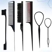 6 PCS Hair Styling Comb Set, Teasing Brush, Rat Tail Edge Brush, Double Headed