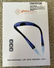 Glocusent LED Rechargeable Neck Night Book Reading Light (Blue)