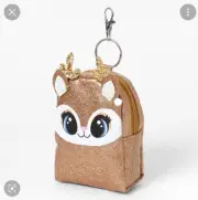 Claire's Deer Mini Diary Keychain Backpack Clip Reindeer Coin Purse
