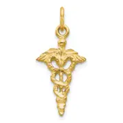 10k yellow gold solid caduceus charm