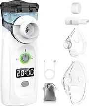 MILFECH Inhalation Device Portable Nebulizer Set with USB Rechargeable Timer and Display, Inhaler Nebule Masks and Mouthpiece for Children and Adults