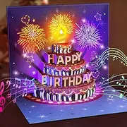 Birthday Cake Fireworks Pop Up Song 'Happy Birthday' Pop Up Greeting Cards Greeting Cards Birthday Card for Wife, Husband,Women, Men,Kids (Chocolate)