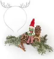 Guqqeuc Silver Reindeer Antlers Headband for Christmas Party, Women Men, Unisex-Adults & Kids, Silver