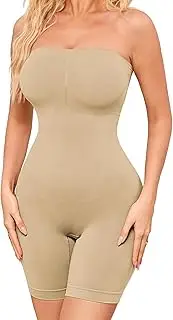 [HOMETA] Strapless Bodysuit Shapewear Tummy Control for Women Seamless Full Body Shaper Shaping Shorts with Removable Straps, Clay Colour, Medium