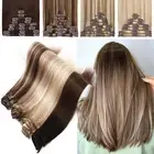 Single/Double Weft Clip In Real Remy Human Hair Extensions Full Head Highlight S