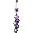 14G Belly Button Ring Cute Dangle Cupcake Purple CZ Navel Ring 11 mm