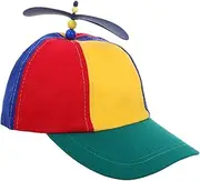 [Generic] Propeller Baseball Cap Hats Cute Propeller Cap Flat Brim Baseball Cap Youth Baseball Cap Helicopter Hat Propeller Cap Detachable Novelty Hat Detachable Top Hat Cotton