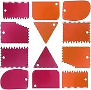 Cake Scraper Smoother Tool Set, DaKuan 12 pcs Cake Smoothing Cutter Plate Tool Combo, Cake Icing Scrapper Cake Edge Decorating Tool.