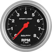 Autometer 3-3/8" In-Dash Tachometer, 0-8,000 RPM, Sport-Comp (3991)