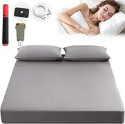 Silver Fiber Bed Sheet - 90% Organic Cotton + 10% Pure Silver Fiber, Improves Sleep and Relieves Pain, Well Bed Sheets (Gray, King)