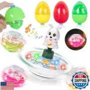 7 Pcs Easter Toys Light Up Spinning Tops, Easter Eggs Basket Stuffers Gifts f