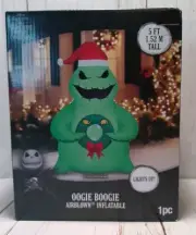Christmas Airblown Inflatable Oogie Boogie with Monster Wreath Disney 5' NEW