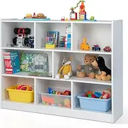 [Giantex] Bookcase, Freestanding 3-Tier Open Bookshelf, Modern 8-Cube Storage Display Shelving, Wooden Toys Storage Organizer, Multipurpose Storage Cabinet for Living Room, Kid's Room, Study, White