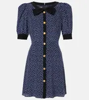 [Alessandra Rich] Alessandra Rich Polka-dot printed silk minidress AU 12 blue