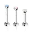 2X Pink Blue White Opalite Gem Lip Ring Surgical Steel Bar Labret Earring 6-10mm