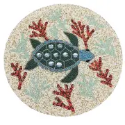 6 Nicole Miller Sea Turtle Beaded Placemat Set Green Ocean Coral Beach Designer