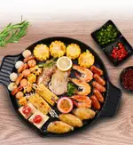 烤盤 電磁爐烤盤烤肉鍋韓式家用不粘燒烤盤麥飯石圓形鐵板烤肉盤卡式爐