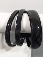Set of 3 Black Acrylic Bangle Bracelets Retro Mod Classic 80s 90s 8.5 in