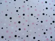 Vintage Light Pink with White Black Dark Pink Polka Dot Fabric one fourth yard
