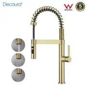 Decaura Pull-out Kitchen Mixer Tap 3-Mode Sprayer High-arc Faucet Brushed Gold