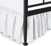 Ruffled Bed Skirt with Split Corners King White 18 Inch Drop 100% Cotton 600 TC