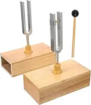 BIUDECO 1 Set Metal Tuning Fork with Base Hammer for Physical Acoustic Experiments Durable Musical Instrument for Education Teaching