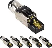 6-Pack Tool Free Shielded RJ45 Cat 8, Cat8 Field Termination Plug, Cat8 Connector, Cat8 Plug