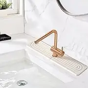 Stone Faucet Mat for Kitchen Sink, 24'' Long Diatomite Fast Drying Sink Tray, with Fast Water Absorption, Prevents Moisture Buildup, Faucet Splash Guard for Bathroom Counter (White, 23.6 × 3.9Inch)