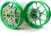 Neon Green Front Rear Wheel Rim and Brake Disc Rotor Compatible with Honda CBR600RR 2007-2017, Motorcycle Replacement Accessories Parts
