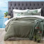 Renee Taylor Solana Washed Cotton Textured Quilt cover set & Euro P/case (Sold Separately) Fern