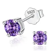 Women Silver Stud Earrings for Women Solid 14K White Gold Plated Sterling Sil...