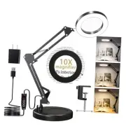 Magnifying Glass with Light and Stand, 10X Magnifying Lamp, 2-in-1 LED Lighted