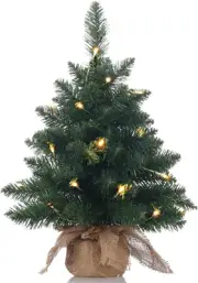 Pre-Lit Artificial Mini Christmas Tree,20 Inch Miniature Pine Xmas Tree with 20