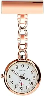 [T Tersely] Nurse Lapel Pin Fob Watch Nursing Hanging Medical Doctor Pendant Pocket Watch (Rose Gold)