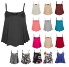Womens CAMI tops ladies camisoles vest flared swing strappy plus size top 6-22