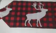 Reindeer Christmas Red & Black Table Runner Decoration