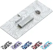 Kraken Keyboards DRIP XXL White Topographic Gaming Mouse Pad - Professional Artisan White Mouse Pad - White Gaming Desk Mat - 36" x 16" Extended Mouse Mat (White Topographic)