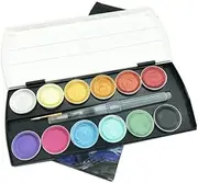 AIMALL 12-90 Colours Watercolour Paint Set with Refillable Water Brush and Sponge Solid Pigment Portable Iron Box Artist Painting Art Supplies for Kids and Adults