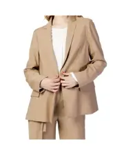 Sandro Ferrone Beige Blazer Classic Fit Long Sleeves Women Suits & Blazers