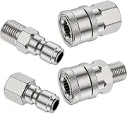4Pcs Pressure Washer Adapter Set, Quick Disconnect Kit, 5000PSI Stainless Steel Male and Female 1/4 High Pressure Quick Connector Fittings Hose Transfer Adapter Kit