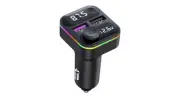 Bluetooth 5.3 FM Transmitter, Dual USB 22.5W, Ambient Lighting, FM, U Disk, Fast
