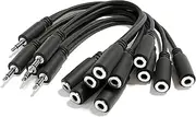 ExcelValley - 5-Pack - Mono Splitter Y Patch Cables - TS 3.5mm 1/8" Eurorack Synth Synthesizer [Black]