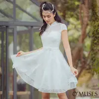 在飛比找蝦皮商城優惠-【OMUSES】蕾絲刺繡白色旗袍短禮服B7-98729